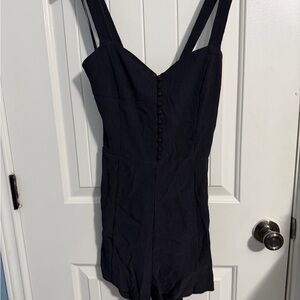 J.O.A. Los angelas Women's Sleeveless Crossback Linen Romper - (Black